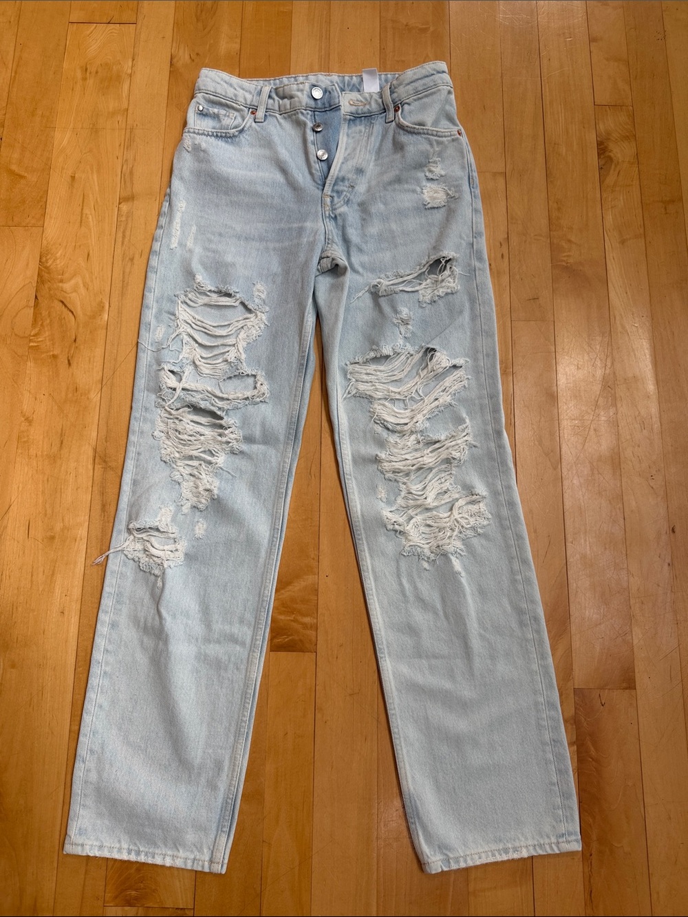 H&M Light Blue Distressed Boyfriend Jeans
